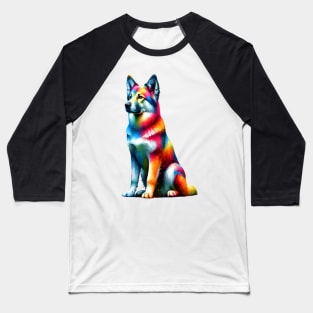 Colorful Abstract Chinook Dog Artistic Splash Portrait Baseball T-Shirt